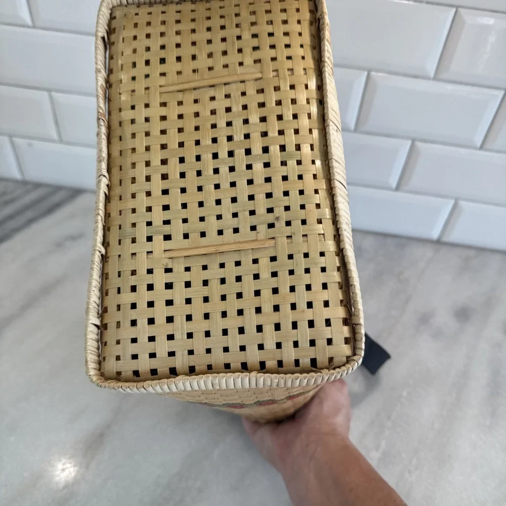Bamboo Basket Weave Purse W/Canvas Handles New With Tag Balik Bryan‎ Handicraft